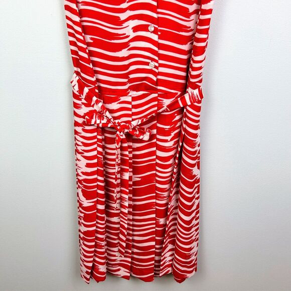 Cabi Brushstroke Button Down Sleeveless Dress Red White Striped Fit & Flare XS - Picture 5 of 14